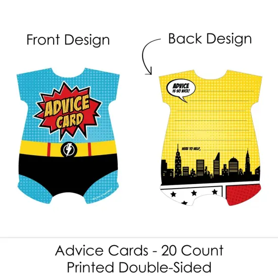 Big Dot of Happiness Bam Superhero - Comic Book Wish Card Baby Shower Activities - Shaped Advice Cards Game - Set of 20 {4}