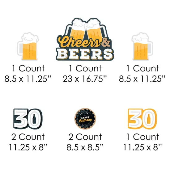 Big Dot of Happiness Cheers and Beers to 30 Years - Yard Sign and Outdoor Lawn Decorations - 30th Birthday Party Yard Signs - Set of 8 {7}