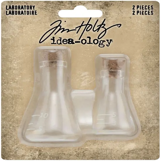 Idea-Ology Small Corked Glass Flasks 2/Pkg-Laboratory 2" To 2.375" {1}