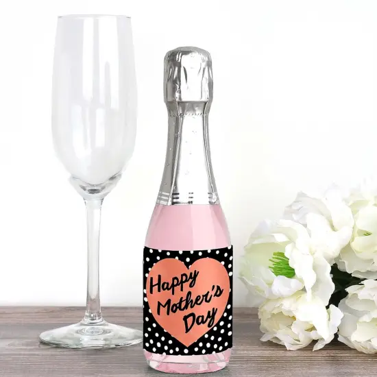 Big Dot of Happiness Best Mom Ever - Mini Wine and Champagne Bottle Label Stickers - Mother's Day Favor Gift for Women and Men - Set of 16 {3}