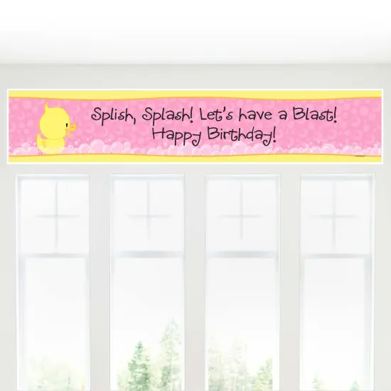 Big Dot of Happiness Pink Ducky Duck - Girl Happy Birthday Decorations Party Banner {6}