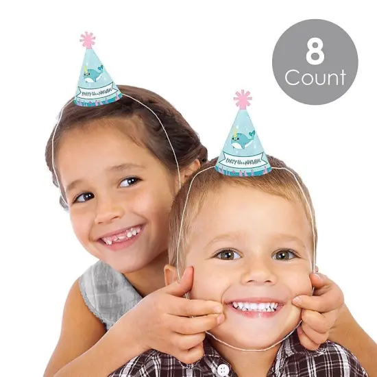 Big Dot of Happiness Narwhal Girl - Mini Cone Under The Sea Baby Shower or Birthday Party Hats - Small Little Party Hats - Set of 8 {3}