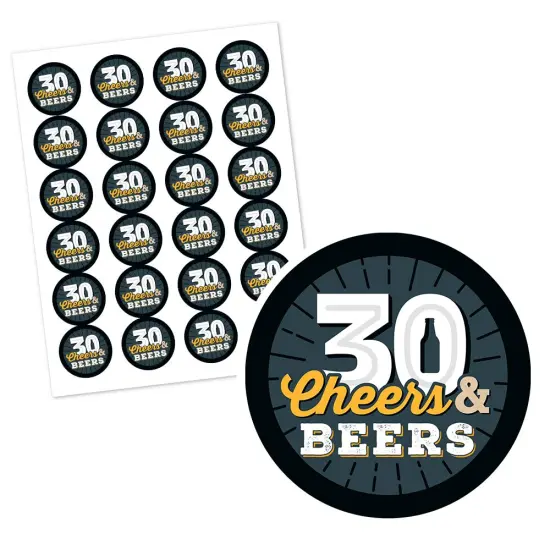 Big Dot of Happiness Cheers and Beers to 30 Years - 30th Birthday Party Circle Sticker Labels - 24 Count {3}