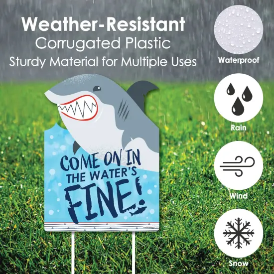 Big Dot of Happiness Shark Zone - Party Decorations - Jawsome Party or Birthday Party Welcome Yard Sign {4}