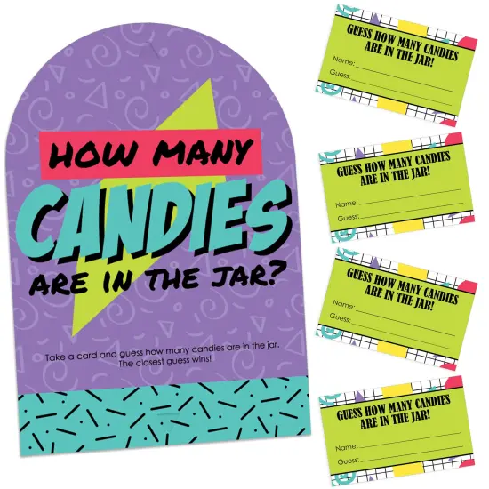Big Dot of Happiness 90&rsquo;s Throwback - How Many Candies 1990s Party Game - 1 Stand and 40 Cards - Candy Guessing Game {1}