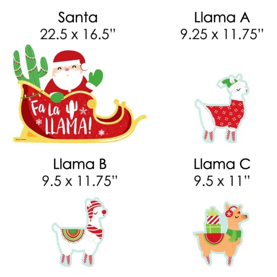 Big Dot of Happiness Llama Christmas Santa Sleigh - Yard Sign and Outdoor Lawn Decorations - FA La Llama Holiday Party Yard Signs - Set of 8 {7}