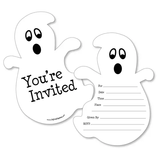 Big Dot of Happiness Spooky Ghost - Shaped Fill-in Invitations - Halloween Party Invitation Cards with Envelopes - Set of 12 {1}