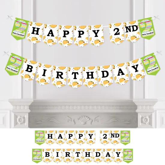 Big Dot of Happiness 2nd Birthday Taco Twosday - Fiesta Second Birthday Party Bunting Banner - Party Decorations - Happy 2nd Birthday {1}