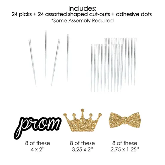 Big Dot of Happiness Prom - Dessert Cupcake Toppers - Prom Night Party Clear Treat Picks - Set of 24 {7}