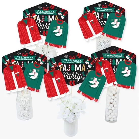 Big Dot of Happiness Christmas Pajamas - Holiday Plaid PJ Party Centerpiece Sticks - Table Toppers - Set of 15 {3}