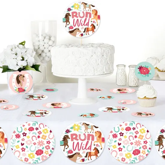 Big Dot of Happiness Run Wild Horses - Pony Birthday Party Giant Circle Confetti - Party Decorations - Large Confetti 27 Count {6}
