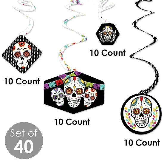 Big Dot of Happiness Day of the Dead - Sugar Skull Party Hanging Decor - Party Decoration Swirls - Set of 40 {6}