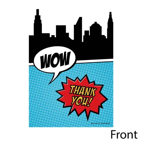 Big Dot of Happiness Bam Superhero - Shaped Thank You Cards - Baby Shower or Birthday Party Thank You Note Cards with Envelopes - Set of 12 {4}