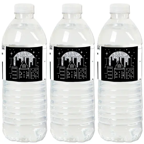 Big Dot of Happiness Nighttime City Skyline - New York Party Water Bottle Sticker Labels - Set of 20 {1}