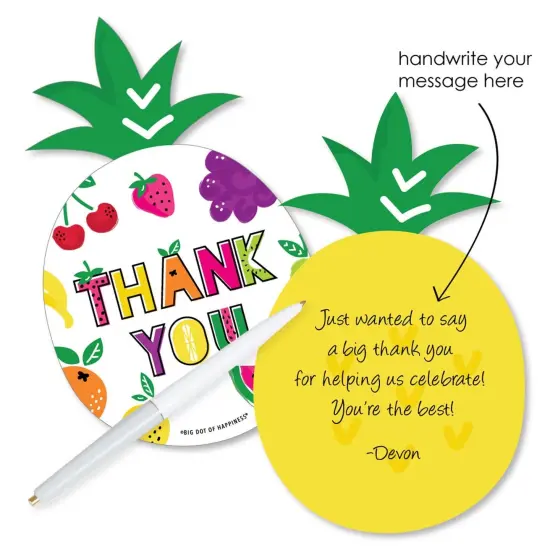 Big Dot of Happiness Tutti Fruity - Shaped Thank You Cards - Frutti Summer Baby Shower or Birthday Party Thank You Cards with Envelopes - Set of 12 {3}