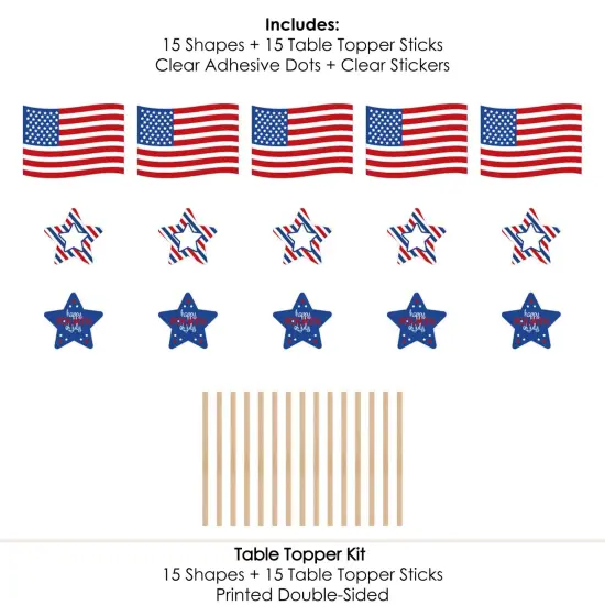 Big Dot of Happiness 4th of July - Independence Day Centerpiece Sticks - Table Toppers - Set of 15 {7}