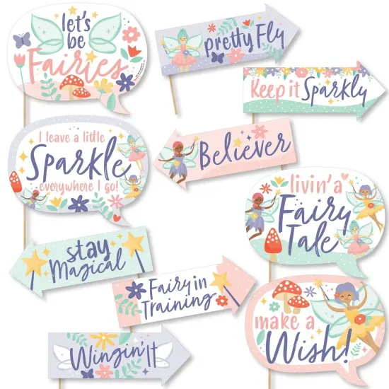 Big Dot of Happiness Funny Let's Be Fairies - Fairy Garden Birthday Party Photo Booth Props Kit - 10 Piece {1}