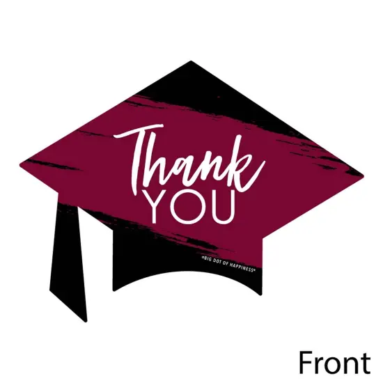 Big Dot of Happiness Maroon Grad - Best is Yet to Come - Shaped Thank You Cards - Burgundy Grad Party Thank You Note Cards with Envelopes - Set of 12 {4}
