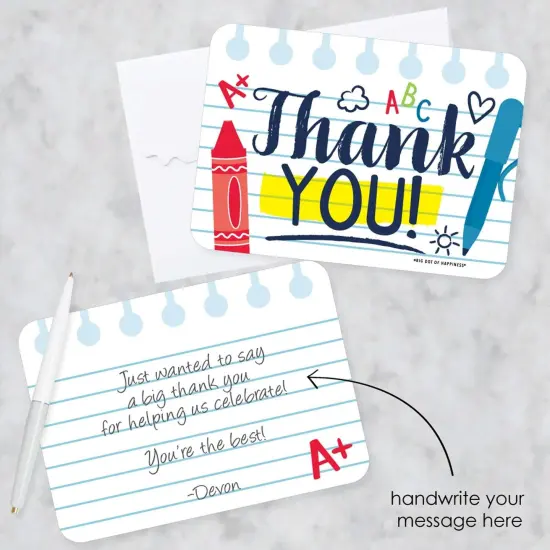 Big Dot of Happiness Back to School - Shaped Thank You Cards - First Day of School Classroom Thank You Note Cards with Envelopes - Set of 12 {3}