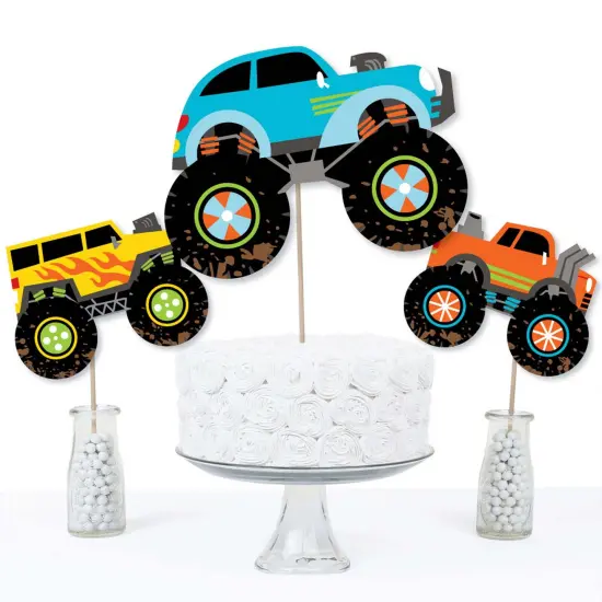 Big Dot of Happiness Smash and Crash - Monster Truck - Boy Birthday Party Centerpiece Sticks - Table Toppers - Set of 15 {4}