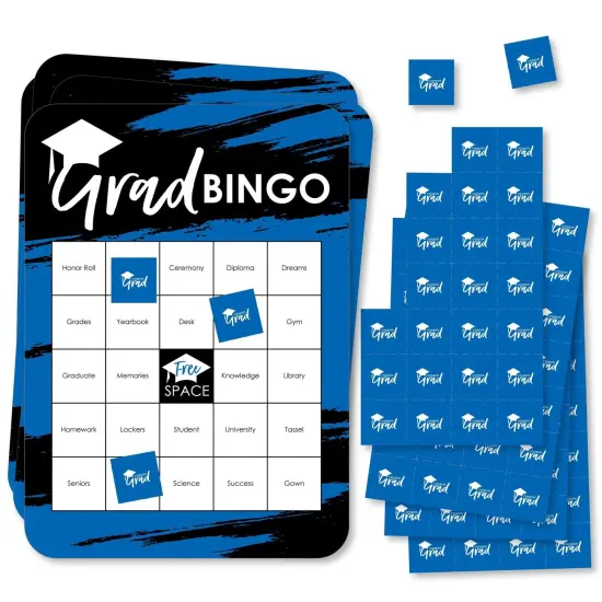 Big Dot of Happiness Blue Grad - Best is Yet to Come - Bingo Cards and Markers - Royal Blue Graduation Party Shaped Bingo Game - Set of 18 {1}