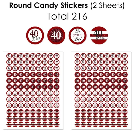 Big Dot of Happiness We Still Do - 40th Wedding Anniversary - Anniversary Party Candy Favor Sticker Kit - 304 Pieces {6}