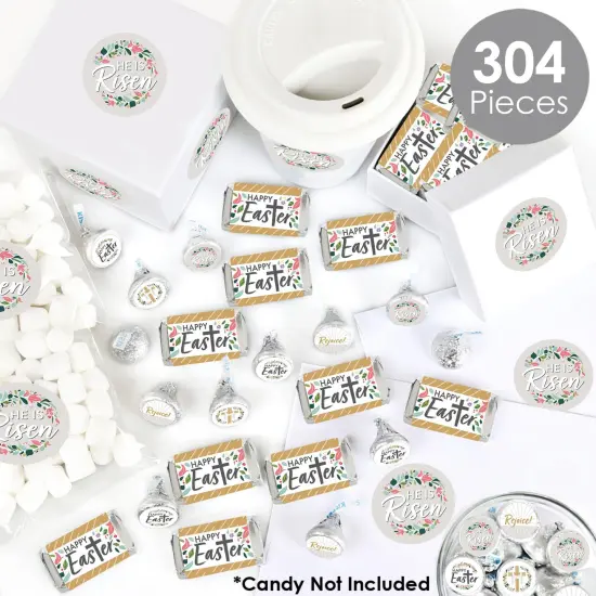 Big Dot of Happiness Religious Easter - Mini Candy Bar, Round Candy, & Circle Stickers - Christian Holiday Party Candy Favor Sticker Kit - 304 Pieces {3}