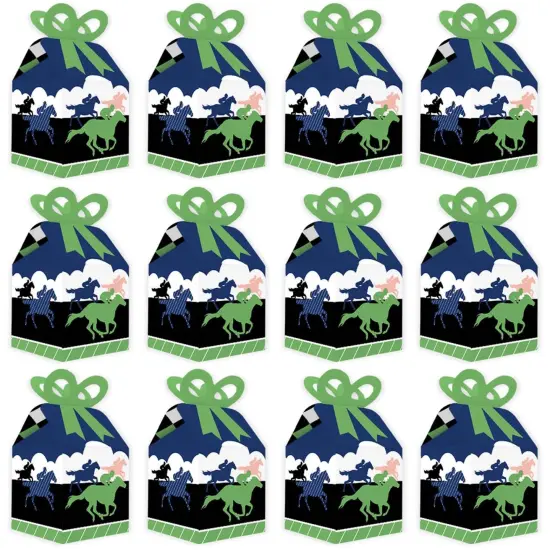 Big Dot of Happiness Kentucky Horse Derby - Square Favor Gift Boxes - Horse Race Party Bow Boxes - Set of 12 {6}