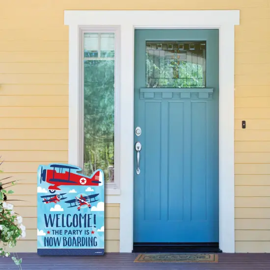 Big Dot of Happiness Taking Flight - Airplane - Party Decorations - Vintage Plane Baby Shower or Birthday Party Welcome Yard Sign {6}