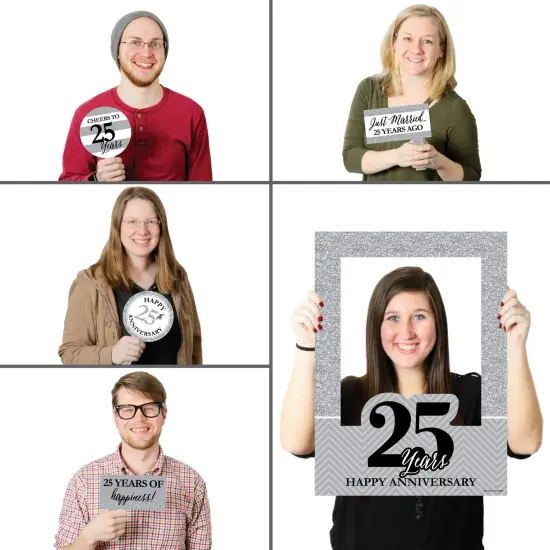 Big Dot of Happiness We Still Do - 25th Wedding Anniversary Selfie Photo Booth Picture Frame & Props - Printed on Sturdy Material {3}