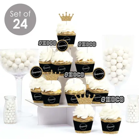Big Dot of Happiness Hoco Dance - Cupcake Decoration - Homecoming Cupcake Wrappers and Treat Picks Kit - Set of 24 {3}