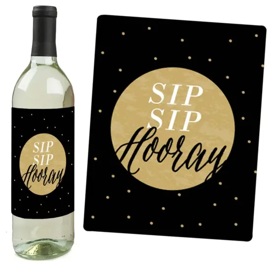 Big Dot of Happiness Best Day Ever - Congratulations Gift for Women and Men - Wine Bottle Label Stickers - Set of 4 {6}