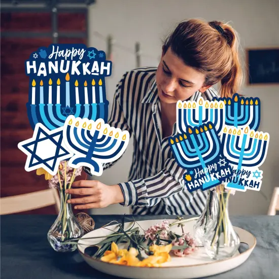 Big Dot of Happiness Hanukkah Menorah - Chanukah Holiday Party Centerpiece Sticks - Showstopper Table Toppers - 35 Pieces {4}