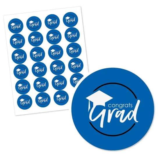 Big Dot of Happiness Blue Grad - Best is Yet to Come - Royal Blue Graduation Party Circle Sticker Labels - 24 Count {3}