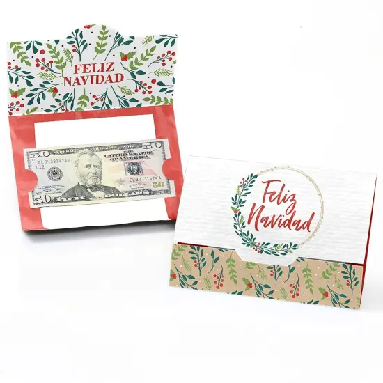 Big Dot of Happiness Feliz Navidad - Holiday and Spanish Christmas Party Money and Gift Card Holders - Set of 8 {1}