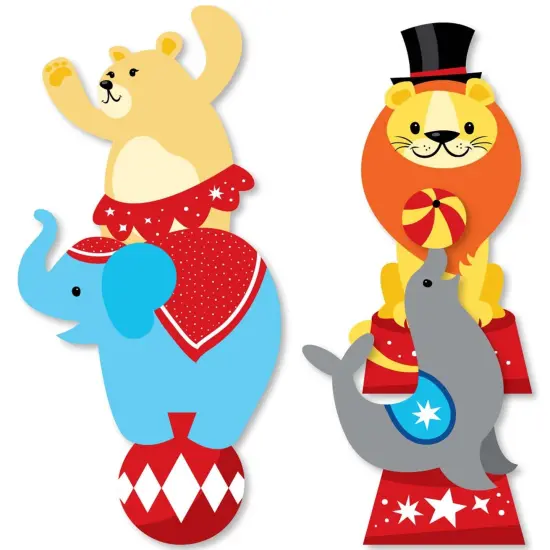 Big Dot of Happiness Carnival - Step Right Up Circus - Lion, Elephant, Sea Lion, Bear Decorations DIY Carnival Themed Party Essentials - Set of 20 {3}