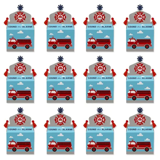 Big Dot of Happiness Fired Up Fire Truck - Treat Box Party Favors - Firefighter Firetruck Baby Shower or Birthday Party Goodie Gable Boxes - Set of 12 {6}