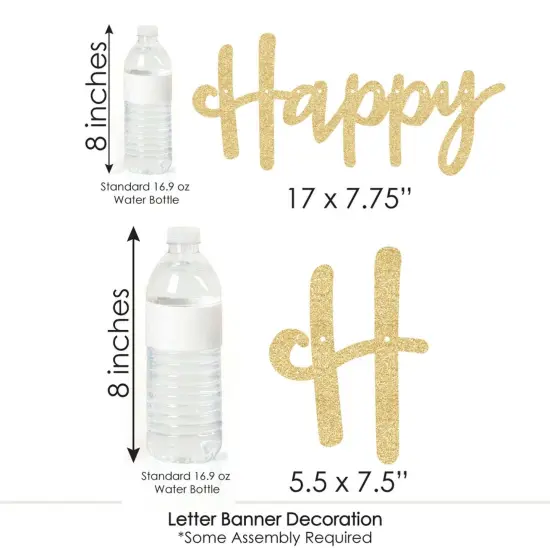 Big Dot of Happiness Elegant Thankful for Friends - Party Letter Banner Decor - 36 Cutouts & No-Mess Real Gold Glitter Happy Friends Giving Letters {7}