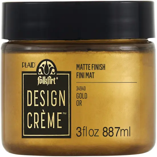 FolkArt Design Creme Paint 3oz-Gold {2}
