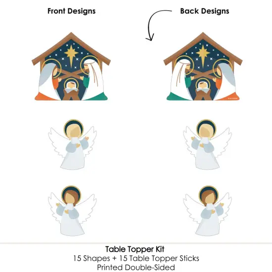 Big Dot of Happiness Holy Nativity - Manger Scene Religious Christmas Centerpiece Sticks - Table Toppers - Set of 15 {6}