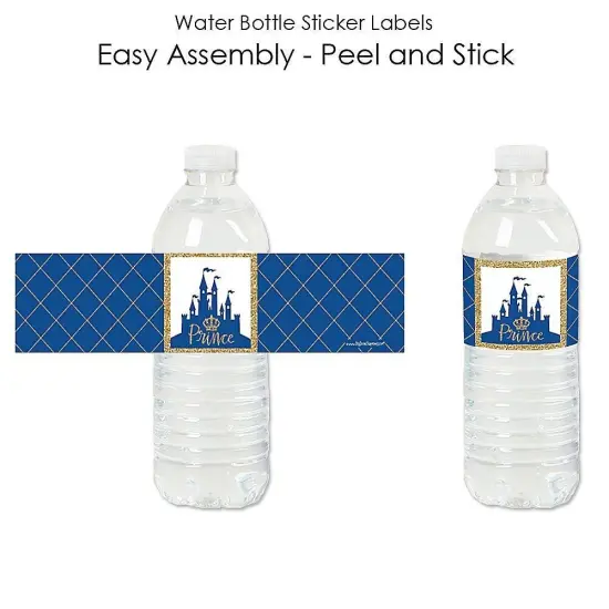 Big Dot of Happiness Royal Prince Charming - Baby Shower or Birthday Party Water Bottle Sticker Labels - Set of 20 {3}