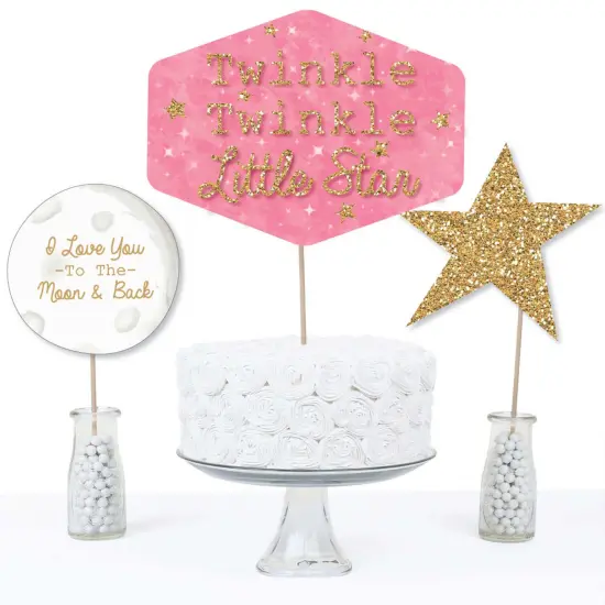 Big Dot of Happiness Pink Twinkle Twinkle Little Star - Baby Shower or Birthday Party Centerpiece Sticks - Table Toppers - Set of 15 {4}