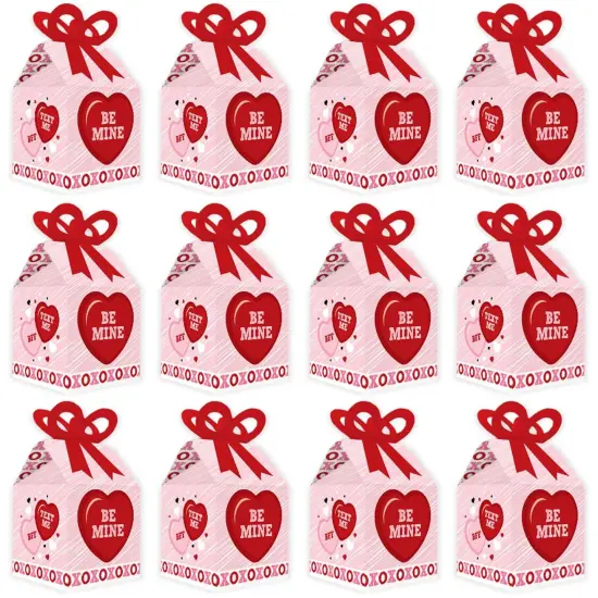 Big Dot of Happiness Conversation Hearts - Square Favor Gift Boxes - Valentine's Day Party Bow Boxes - Set of 12 {6}
