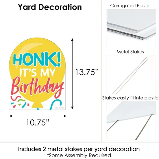 Big Dot of Happiness Honk, It's My Birthday - Outdoor Lawn Sign - Birthday Party Parade Yard Sign - 1 Piece {7}