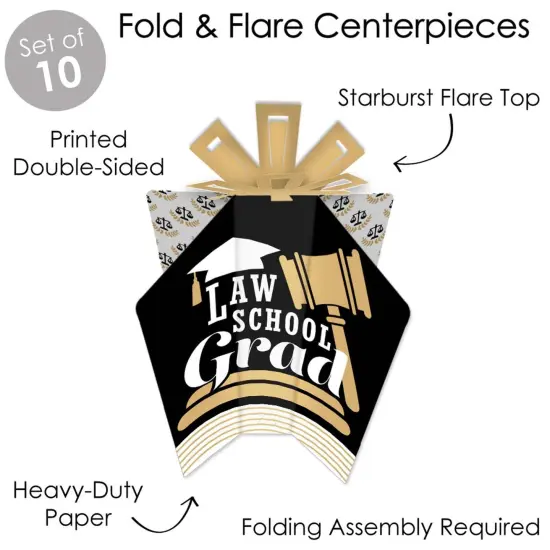 Big Dot of Happiness Law School Grad - Table Decorations - Future Lawyer Graduation Party Fold and Flare Centerpieces - 10 Count {4}