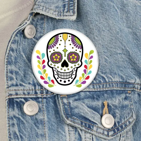 Big Dot of Happiness Day of the Dead - 3 inch Sugar Skull Party Badge - Pinback Buttons - Set of 8 {4}