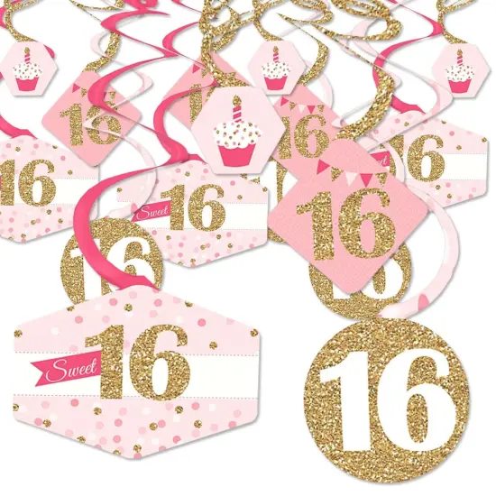 Big Dot of Happiness Sweet 16 - 16th Birthday Party Hanging Decor - Party Decoration Swirls - Set of 40 {1}