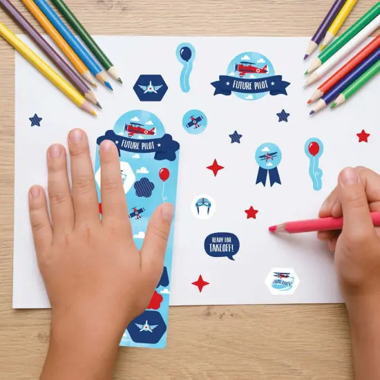 Big Dot of Happiness Taking Flight - Airplane - Vintage Plane Birthday Party Favor Kids Stickers - 16 Sheets - 256 Stickers {7}