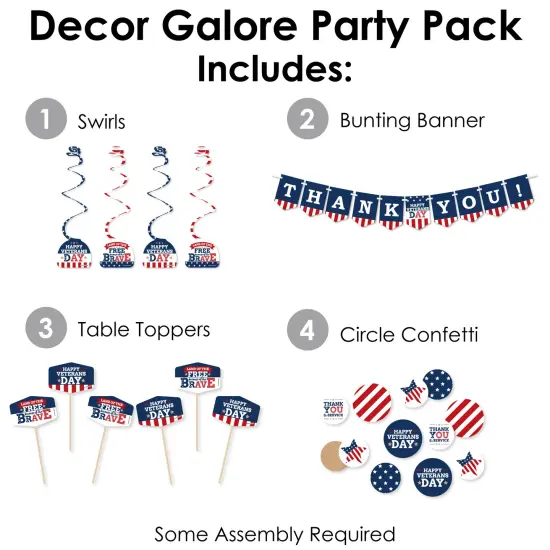 Big Dot of Happiness Happy Veterans Day - Patriotic Supplies Decoration Kit - Decor Galore Party Pack - 51 Pieces {3}