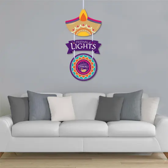Big Dot of Happiness Happy Diwali - Hanging Porch Festival of Lights Party Outdoor Decorations - Front Door Decor - 3 Piece Sign {4}